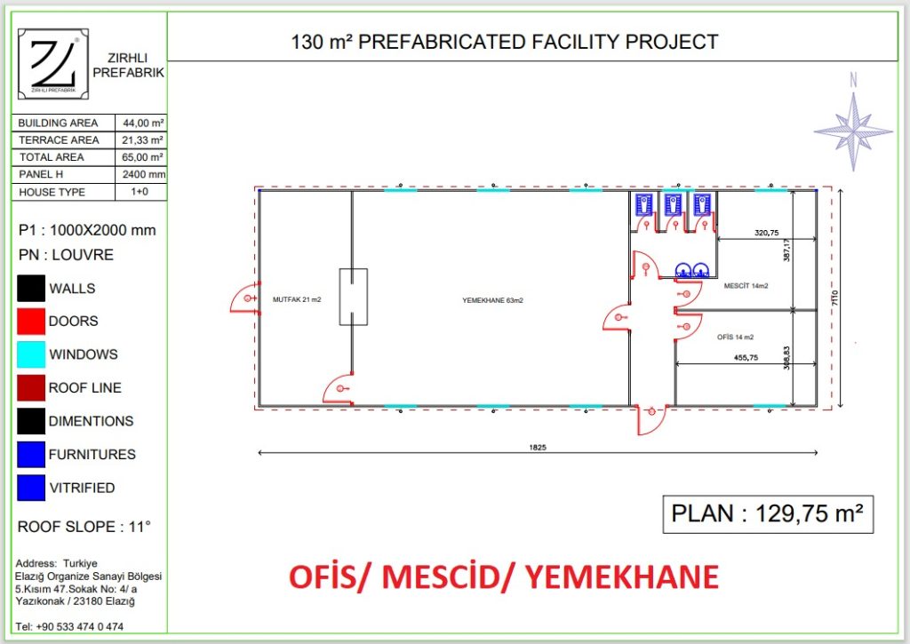 prefabrik yemekhane, mescit, yatakhane fiyatları