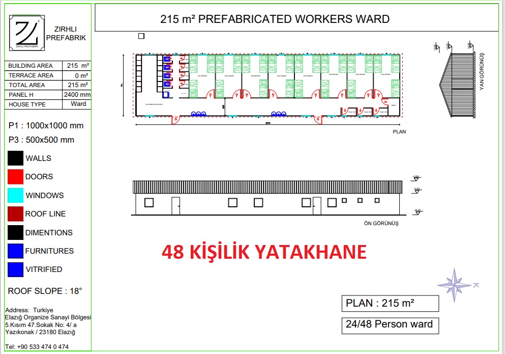 48 kişilik prefabrik yatakhane fiyatı